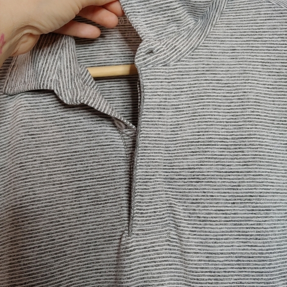 01.Algo Polo Shirt Mens Large Gray Stripe Quick Dry UV SPF 40 Performance L - Picture 8 of 8